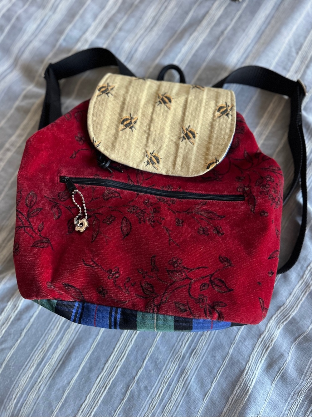 Nordic House Designs Red Velvet Bumblebee Backpack Bag - Picture 14 of 15